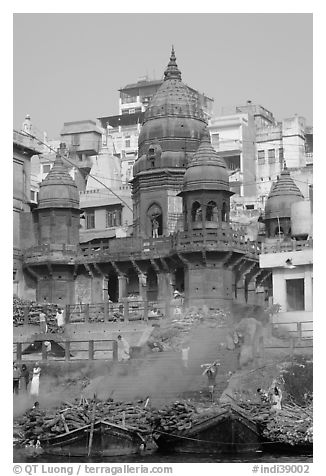 Manikarnika Ghat, most auspicious place to be cremated. Varanasi, Uttar Pradesh, India