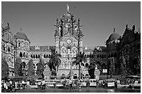 Victoria Terminus (Chhatrapati Shivaji Terminus), late afternoon. Mumbai, Maharashtra, India ( black and white)