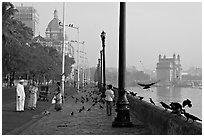 Waterfront, Colaba, early morning. Mumbai, Maharashtra, India ( black and white)