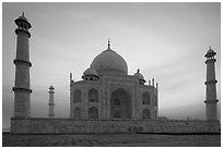 Taj Mahal at sunrise. Agra, Uttar Pradesh, India (black and white)