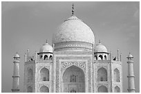 White domed marble mausoleum, Taj Mahal, early morning. Agra, Uttar Pradesh, India ( black and white)