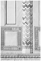 Geometrical motifs, Taj Mahal. Agra, Uttar Pradesh, India (black and white)