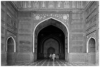 Main hall of Taj Mahal masjid. Agra, Uttar Pradesh, India ( black and white)