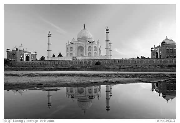 Taj Mahal complex seen from  Yamuna River. Agra, Uttar Pradesh, India