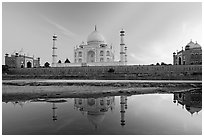 Taj Mahal complex seen from  Yamuna River. Agra, Uttar Pradesh, India (black and white)