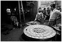 Food vendors by night. Bharatpur, Rajasthan, India (black and white)
