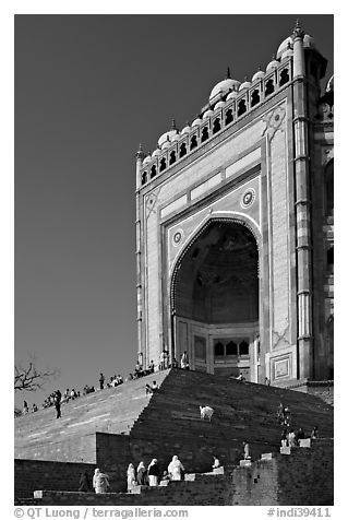 Buland Darwaza (Victory Gate), Asia's largest, Dargah mosque. Fatehpur Sikri, Uttar Pradesh, India (black and white)