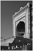 Buland Darwaza (Victory Gate), Asia's largest, Dargah mosque. Fatehpur Sikri, Uttar Pradesh, India ( black and white)