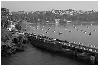 Pier and bay, Dona Paula. Goa, India (black and white)