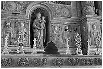 Detail of gilded and carved woodwork, Church of St Francis of Assisi, Old Goa. Goa, India ( black and white)