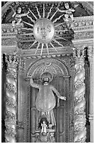 Richly guilded  main altar, Basilica of Bom Jesus, Old Goa. Goa, India ( black and white)