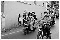 Street with motorbikes, Panjim. Goa, India ( black and white)