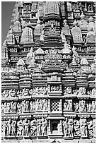 Temple detail, Parsvanatha temple, Eastern Group. Khajuraho, Madhya Pradesh, India ( black and white)