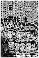 Temple carving detail, Adinath, Eastern Group. Khajuraho, Madhya Pradesh, India ( black and white)