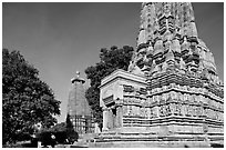 Parsvanatha and Adinath Jain temples, Eastern Group. Khajuraho, Madhya Pradesh, India ( black and white)