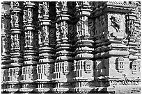 Decorated columns, Duladeo Temple, Southern Group. Khajuraho, Madhya Pradesh, India ( black and white)