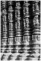 Carved columns, Duladeo Temple, Southern Group. Khajuraho, Madhya Pradesh, India ( black and white)