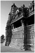 Mandapa side, Javari Temple, late afternoon, Eastern Group. Khajuraho, Madhya Pradesh, India ( black and white)