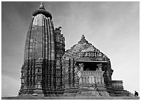 Vamana temple, Eastern Group, late afternoon. Khajuraho, Madhya Pradesh, India ( black and white)
