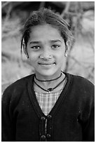Young villager. Khajuraho, Madhya Pradesh, India (black and white)