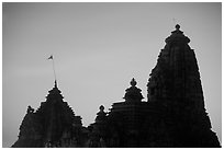 Temple silhouette, Western Group, sunset. Khajuraho, Madhya Pradesh, India ( black and white)