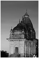 Temple at dusk, Western Group. Khajuraho, Madhya Pradesh, India ( black and white)