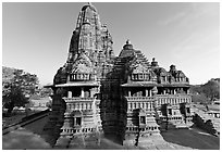 Lakshmana temple seen from Matangesvara temple. Khajuraho, Madhya Pradesh, India ( black and white)
