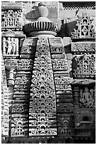 Temple decor detail, Lakshmana temple. Khajuraho, Madhya Pradesh, India ( black and white)