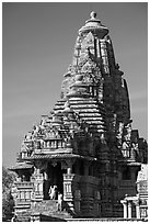 Entrance side of Lakshmana temple. Khajuraho, Madhya Pradesh, India ( black and white)