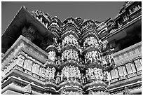 Decorated columns and halls, Kadariya-Mahadev. Khajuraho, Madhya Pradesh, India ( black and white)