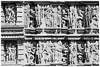 Sculpture detail,  Kadariya-Mahadeva temple. Khajuraho, Madhya Pradesh, India ( black and white)
