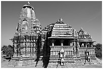 Devi Jagadamba temple seen from the front. Khajuraho, Madhya Pradesh, India ( black and white)
