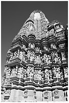Back of  Devi Jagadamba temple. Khajuraho, Madhya Pradesh, India ( black and white)