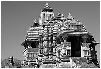 Front of Devi Jagadamba temple. Khajuraho, Madhya Pradesh, India ( black and white)