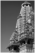 Sikhara of Visvanatha temple. Khajuraho, Madhya Pradesh, India ( black and white)
