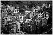 Jumble of houses, Riomaggiore. Cinque Terre, Liguria, Italy ( black and white)