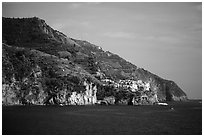 Manarola seen from Corniglia. Cinque Terre, Liguria, Italy ( black and white)