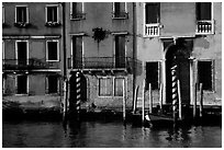 Facade along the Grand Canal. Venice, Veneto, Italy (black and white)