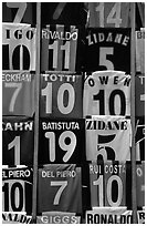T-Shirts with colors of popular Italian soccer teams. Florence, Tuscany, Italy (black and white)