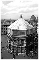 Baptistry seen from Campanile. Florence, Tuscany, Italy (black and white)