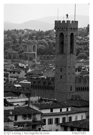 Bell tower, palazzo Vecchio. Florence, Tuscany, Italy (black and white)