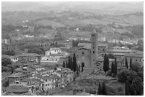 Basilica di Santa Maria dei Servi seen from Torre del Mangia. Siena, Tuscany, Italy (black and white)
