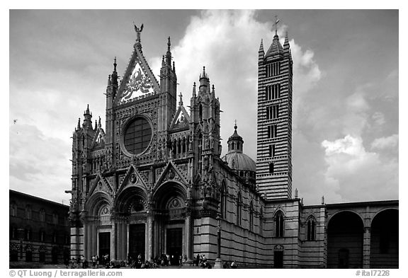 Renaissance style cathedral, afternoon. Siena, Tuscany, Italy (black and white)