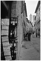 Produce store on Via San Giovanni. San Gimignano, Tuscany, Italy ( black and white)