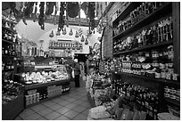 Produce store on Via San Giovanni. San Gimignano, Tuscany, Italy (black and white)