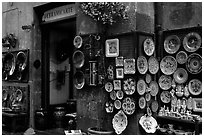Ceramic plate store. Orvieto, Umbria (black and white)