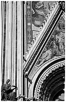 Facade detail of the fresco on Duomo. Orvieto, Umbria (black and white)