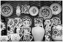 Assortment of ceramic pieces for sale. Orvieto, Umbria (black and white)
