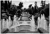Fountains and pools in  Villa d'Este. Tivoli, Lazio, Italy (black and white)