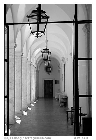 Corridor, Villa d'Este. Tivoli, Lazio, Italy (black and white)